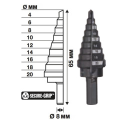 Burghiu in trepte, 4.0-20mm, 2mm per treapta, 48899320