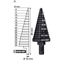 Burghiu in trepte, 6.0-35mm, 2 si 3mm per treapta, 48899335